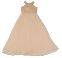 Lososové krajkovo/šifonové slavnostní šaty 