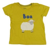Žluté tričko s ovečkou baby boden