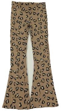 Hnědé leopardí žebrované legíny Zara