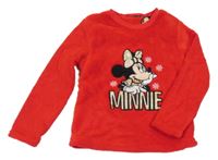 Červená chlupatá domácí mikina s Minnie Disney