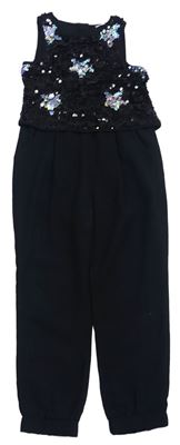 Černý slavnostní kalhotový culottes overal s flitry M&S