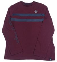 Mahagonové triko s proužky Munsignwear
