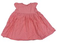 Korálové plátěné šaty se srdíčky Mothercare