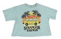 Světlemodré crop tričko s autobusem H&M