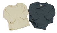 2set - Šedé zavinovací body + smetanové triko 