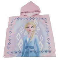 Světlerůžové froté osuškové pončo s Frozen a kapucí Disney