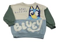 Smetanovo-modro-khaki oversize mikina s Bluey 