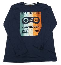 Tmavomodré triko s potiskem Yigga vel. 176