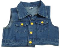 Modrá riflová crop vesta Shein