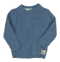 Modrý žebrovaný zavinovací svetr Mothercare