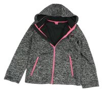 Šedo-bílá melírovaná pletená propínací mikina s kapucí Y.F.K.