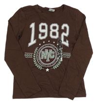 Hnědé triko s číslem Page One Young 