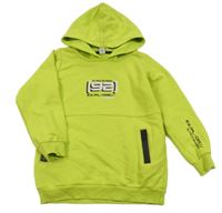 Limetková mikina s nápisem a kapucí Tu