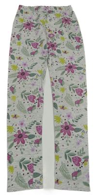 Šedé kytičkované legíny 