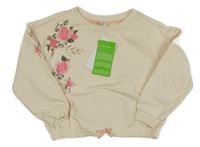 Nové - Smetanová crop mikina s květy DopoDopo 