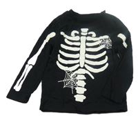 Černé triko s kostlivcem F&F