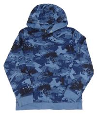 Modro-tmavomodrá vzorovaná mikina s kapucí George 