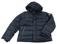 Tmavomodrá šusťáková prošívaná zimní bunda s odepínací kapucí Alive