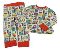 Bílo-červené pyžamo s domečky Little Bird