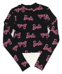 Černé žebrované crop triko Barbie H&M