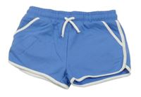 Modré teplákové kraťasy s bílým lemem Primark 