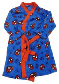 Safírovo-červený chlupatý župan s kapucí - Spiderman