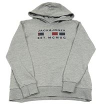 Šedá mikina s logem a kapucí Jack&Jones 