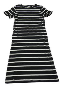 Černo-bílé pruhované žebrované dlouhé šaty Page one young