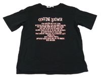 Černé tričko s nápisy Shein 