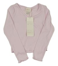 Nové - Světlerůžové žebrované crop triko H&M