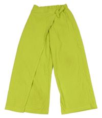Limetkové vzorované culottes kalhoty Zara