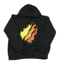 Černá mikina s potiskem s kapucí Foanja