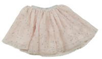 Světlerůžová tylová sukně s puntíky a stříbrným pasem H&M