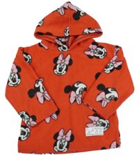 Červená fleecová mikina s Minnií a kapucí 
