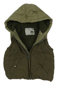 Olivová šusťáková zateplená vesta s kapucí Tu
