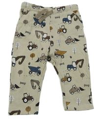 Béžové tepláky s bagry Topomini