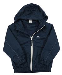 Tmavomodrá šusťáková funkční jarní bunda s kapucí Decathlon