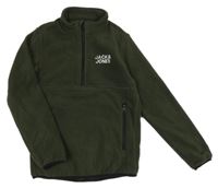 Olivová fleecová mikina s logem Jack & Jones