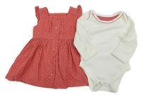 2set - Červené manšestrové puntíkaté šaty + bílé body M&S