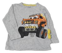 Šedé melírované triko s monster truck Kiki&Koko