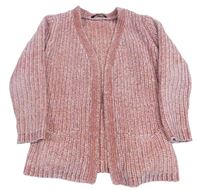 Starorůžovo-zlatý melírovaný žinylkový svetrový cardigan George