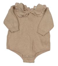 Pudrovo-šedé melírované pletené body s límečkem H&M