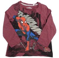 Vínové melírované triko se Spider-manem C&A