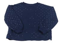 Tmavomodrá oversize crop mikina s pecičkami mayoral