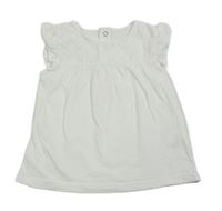 Bílé tričko s kytičkami a volánky Tu