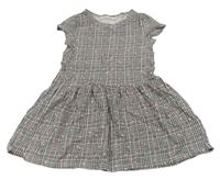 Černo-bílo-růžové kostkované vzorované šaty se srdíčky zn. H&M