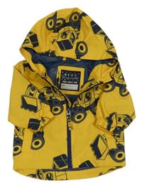 Žlutá šusťáková jarní bunda s bagry a kapucí Next