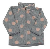 Šedo-světlerůžová puntíkatá melírovaná fleecová propínací mikina H&M