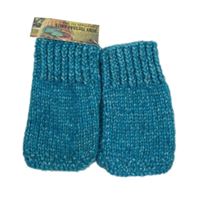 Nové - modrozelené melírované vlněné bezprsté rukavice 