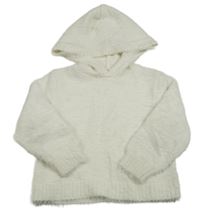 Smetanový chlupatý svetr s kapucí H&M